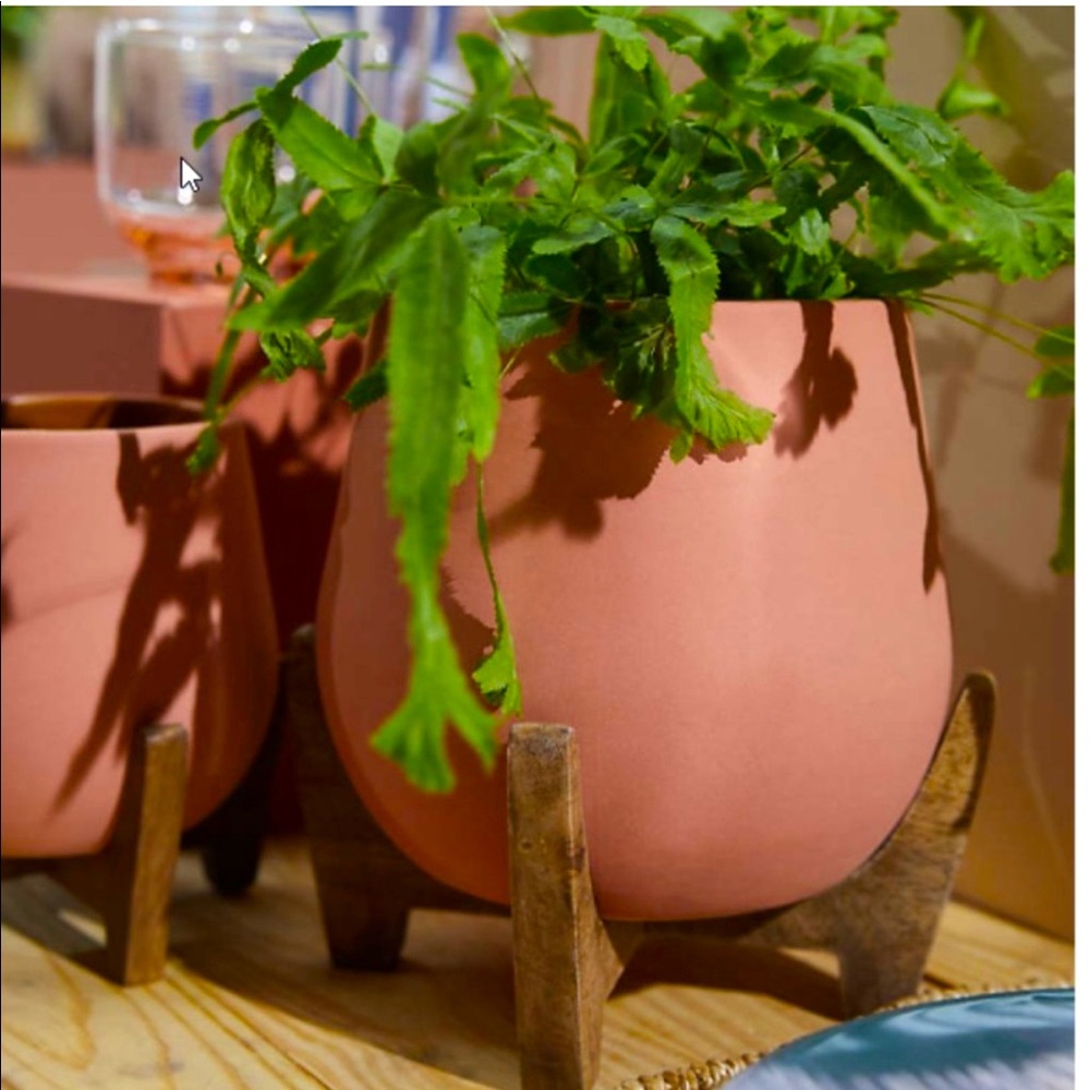 ISO Crate & Barrell Evie Terracotta Planter Stand
